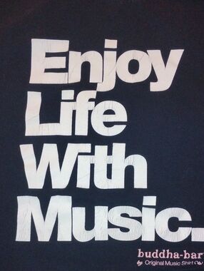 American Apparel Black Tapestry with White Text 'Enjoy Life With Music'